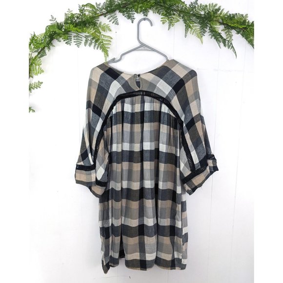 Anthropologie Maeve Tie-Waist Plaid Kimono Tunic Dress, no belt - Picture 5 of 5